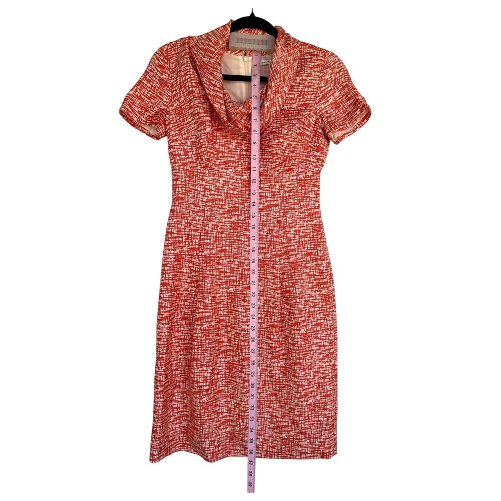 Banana Republic Red White Abstract Print Cowl Neck Sheath Dress Size 0